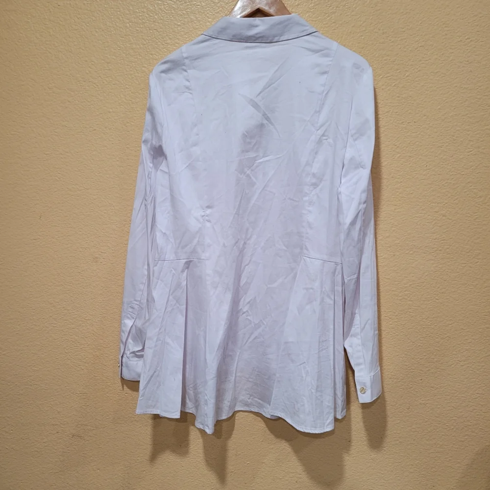 Michael Kors White Long Sleeve Button-Front Tunic Top